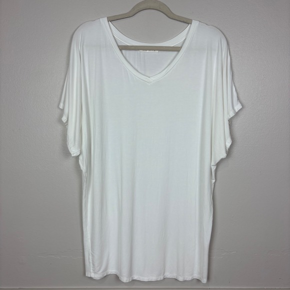 Sivana Bamboo Dolman Short Sleeve Tunic Tee Size XL White Soft Sustainable - Picture 12 of 14